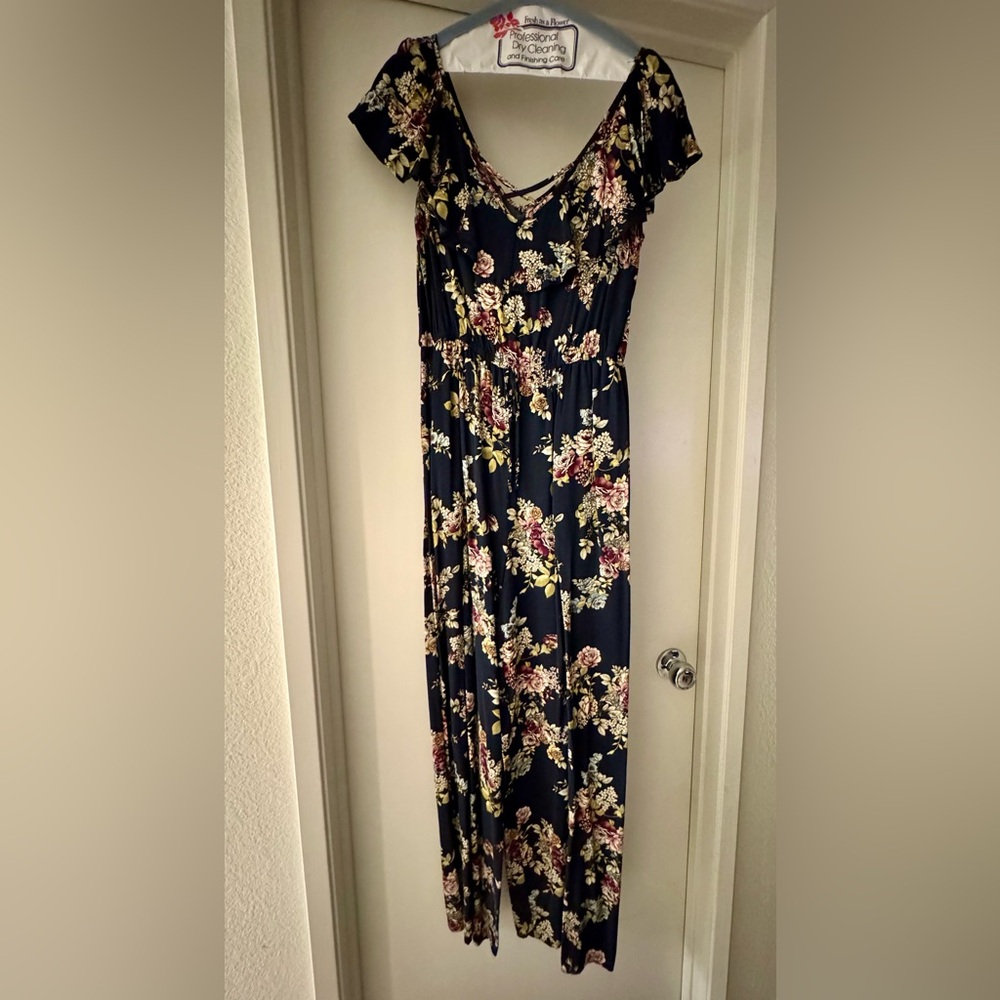 Xhilaration Floral Navy Jumpsuit